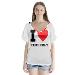 I Love Kimberly V-neck Flutter Sleeve Top by ilovewhateva