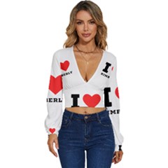 I Love Kimberly Long Sleeve Deep-v Velour Top by ilovewhateva