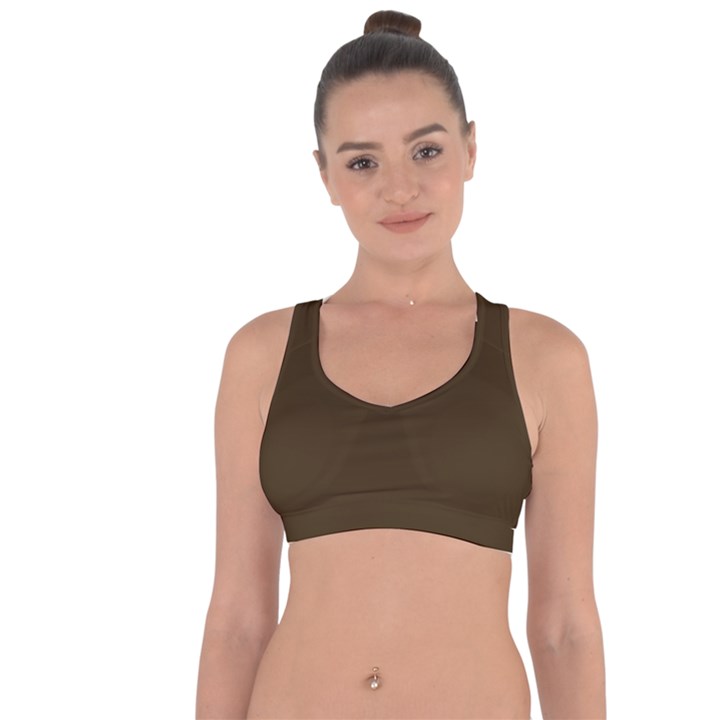 Mocha Brown	 - 	Cross String Back Sports Bra