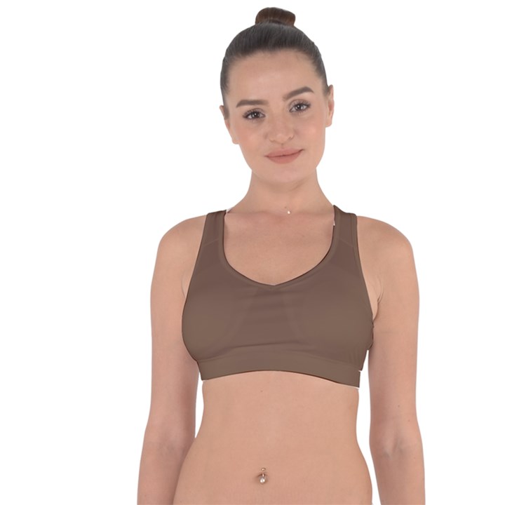 Dark Tuscan Brown	 - 	Cross String Back Sports Bra