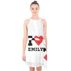 I Love Emily Halter Collar Waist Tie Chiffon Dress by ilovewhateva