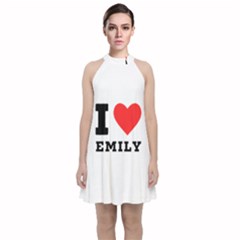 I Love Emily Velvet Halter Neckline Dress  by ilovewhateva