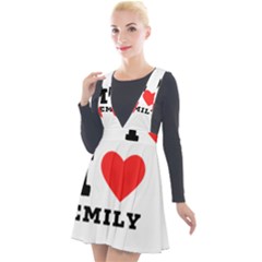 I Love Emily Plunge Pinafore Velour Dress