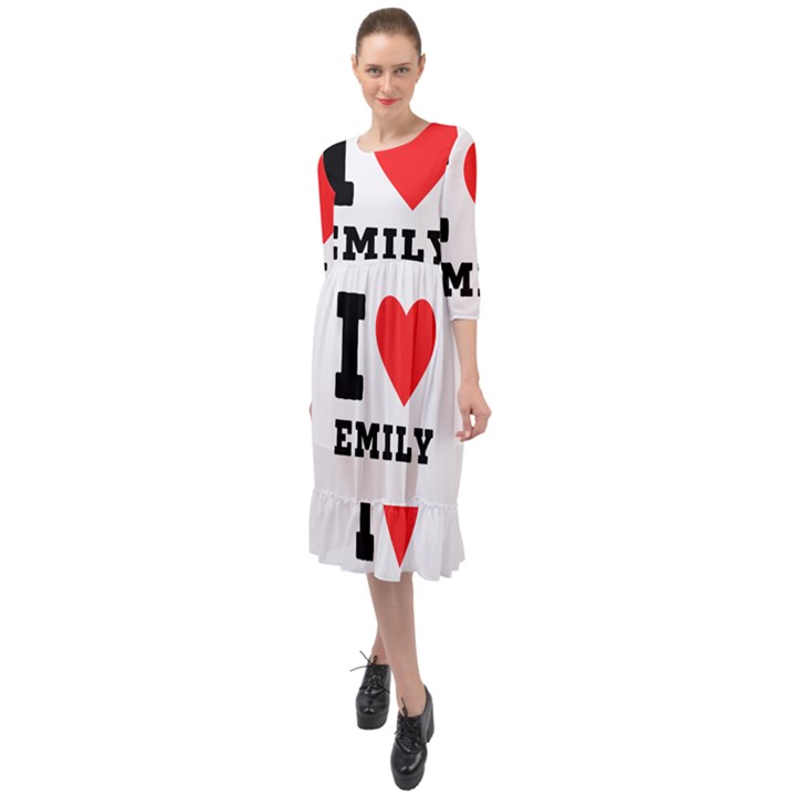 I love emily Ruffle End Midi Chiffon Dress