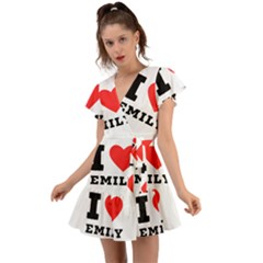 I Love Emily Flutter Sleeve Wrap Dress by ilovewhateva