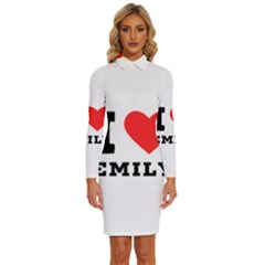 I Love Emily Long Sleeve Shirt Collar Bodycon Dress by ilovewhateva