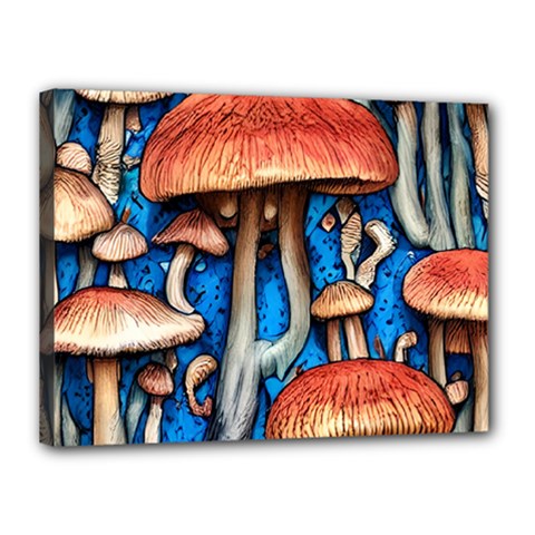 Whimsical Mushroom Canvas 16  X 12  (stretched) by GardenOfOphir