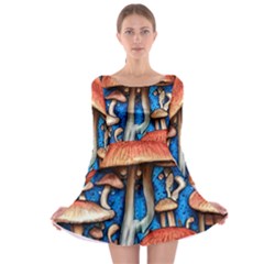 Whimsical Mushroom Long Sleeve Skater Dress by GardenOfOphir