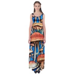 Whimsical Mushroom Empire Waist Maxi Dress by GardenOfOphir