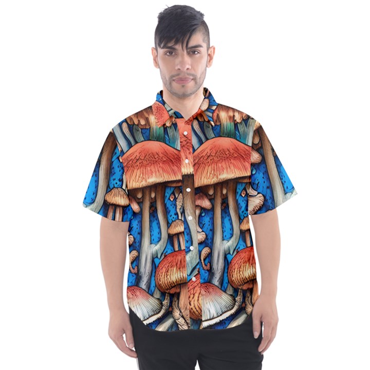 Whimsical Mushroom Men s Short Sleeve Shirt