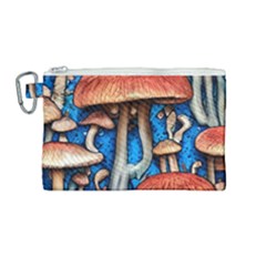 Whimsical Mushroom Canvas Cosmetic Bag (medium) by GardenOfOphir