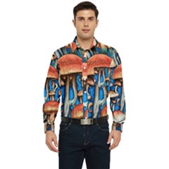 Whimsical Mushroom Men s Long Sleeve Pocket Shirt  by GardenOfOphir