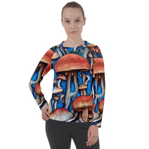 Whimsical Mushroom Women s Long Sleeve Raglan Tee by GardenOfOphir