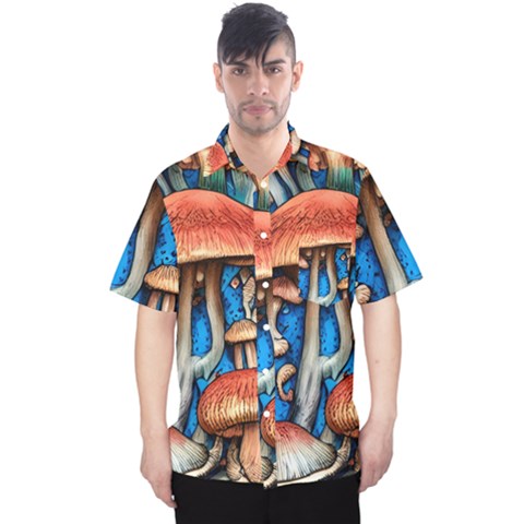 Whimsical Mushroom Men s Hawaii Shirt by GardenOfOphir