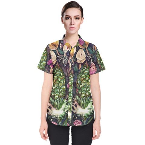 Forest Fairycore Foraging Women s Short Sleeve Shirt by GardenOfOphir