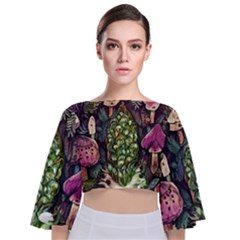 Forest Fairycore Foraging Tie Back Butterfly Sleeve Chiffon Top by GardenOfOphir