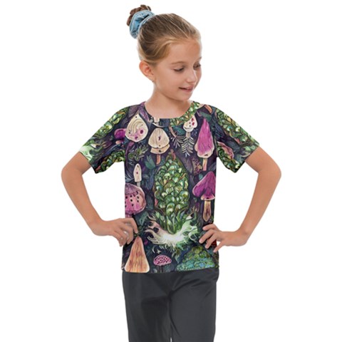 Forest Fairycore Foraging Kids  Mesh Piece Tee by GardenOfOphir