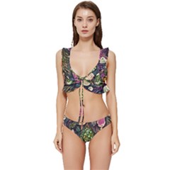 Forest Fairycore Foraging Low Cut Ruffle Edge Bikini Set