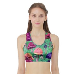 Vintage Flowery Foraging Garden Sports Bra With Border by GardenOfOphir