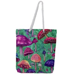 Vintage Flowery Foraging Garden Full Print Rope Handle Tote (large) by GardenOfOphir