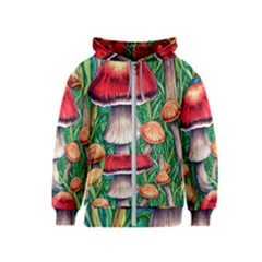 Woodsy Foraging Garden Kids  Zipper Hoodie by GardenOfOphir