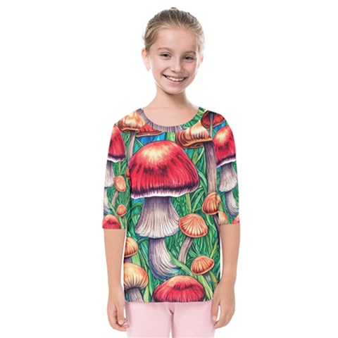 Woodsy Foraging Garden Kids  Quarter Sleeve Raglan Tee by GardenOfOphir