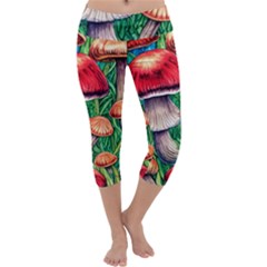 Woodsy Foraging Garden Capri Yoga Leggings by GardenOfOphir