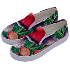 Woodsy Foraging Garden Kids  Canvas Slip Ons by GardenOfOphir