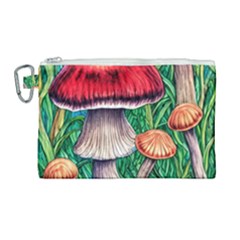 Woodsy Foraging Garden Canvas Cosmetic Bag (large) by GardenOfOphir