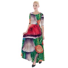 Woodsy Foraging Garden Half Sleeves Maxi Dress by GardenOfOphir