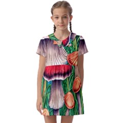 Woodsy Foraging Garden Kids  Asymmetric Collar Dress by GardenOfOphir