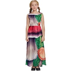 Woodsy Foraging Garden Kids  Satin Sleeveless Maxi Dress by GardenOfOphir