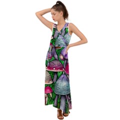 Fantasy Foraging Garden V-neck Chiffon Maxi Dress by GardenOfOphir