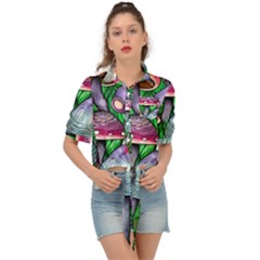 Fantasy Foraging Garden Tie Front Shirt  by GardenOfOphir