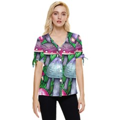 Fantasy Foraging Garden Bow Sleeve Button Up Top