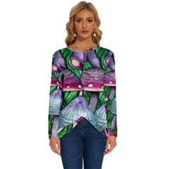 Fantasy Foraging Garden Long Sleeve Crew Neck Pullover Top