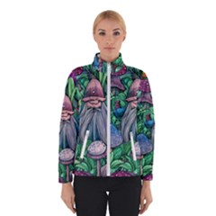 Mushroom Design Fairycore Forest Women s Bomber Jacket by GardenOfOphir