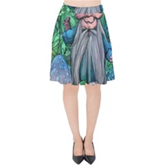 Mushroom Design Fairycore Forest Velvet High Waist Skirt by GardenOfOphir