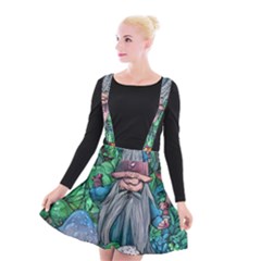 Mushroom Design Fairycore Forest Suspender Skater Skirt by GardenOfOphir