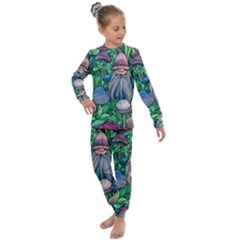 Mushroom Design Fairycore Forest Kids  Long Sleeve Set  by GardenOfOphir