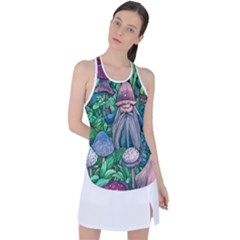 Mushroom Design Fairycore Forest Racer Back Mesh Tank Top by GardenOfOphir