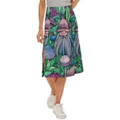 Mushroom Design Fairycore Forest Midi Panel Skirt by GardenOfOphir