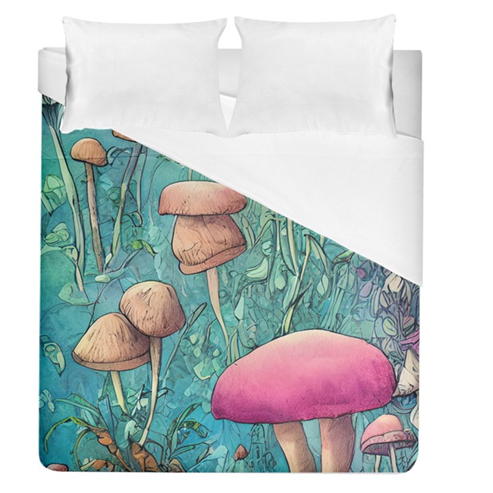 Natural Mushroom Design Fairycore Garden Duvet Cover (Queen Size)