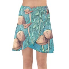 Natural Mushroom Design Fairycore Garden Wrap Front Skirt by GardenOfOphir