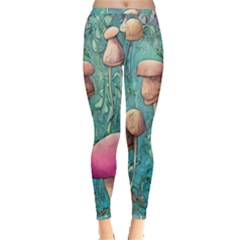 Natural Mushroom Design Fairycore Garden Inside Out Leggings by GardenOfOphir