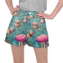 Natural Mushroom Design Fairycore Garden Ripstop Shorts by GardenOfOphir