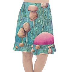 Natural Mushroom Design Fairycore Garden Fishtail Chiffon Skirt by GardenOfOphir