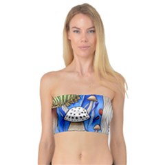 Vintage Mushroom Design Flowery Nature Bandeau Top by GardenOfOphir