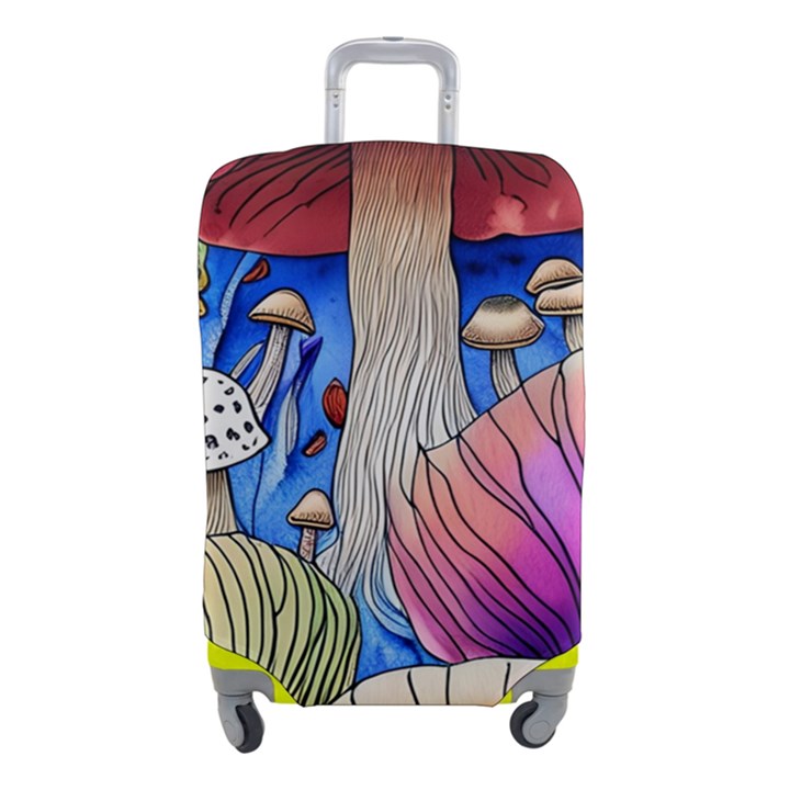 Vintage Mushroom Design Flowery Nature Luggage Cover (Small)