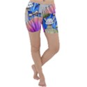 Vintage Mushroom Design Flowery Nature Lightweight Velour Yoga Shorts View1